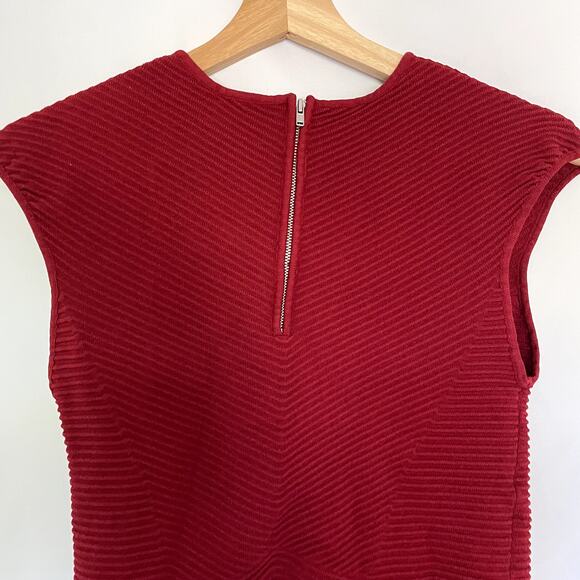 Torn by Ronny Kobo women's L midi bodycon bandage knit dress high neckline red - Picture 7 of 8